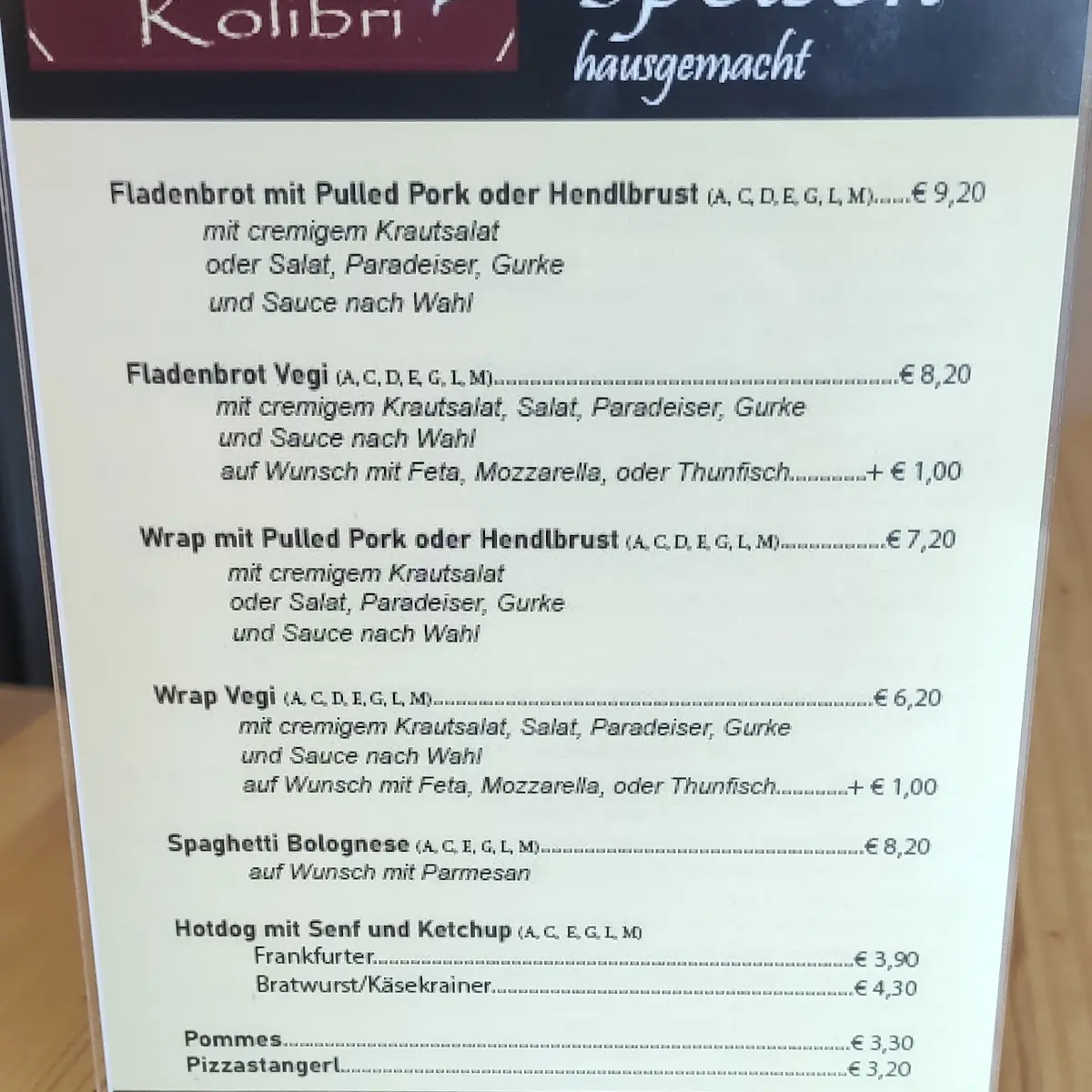 Speisekarte photo 2