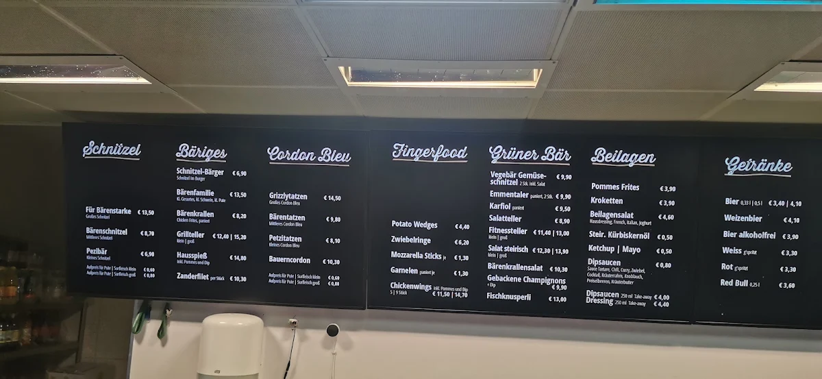 Speisekarte, Schnitzel-Bär Hohenems