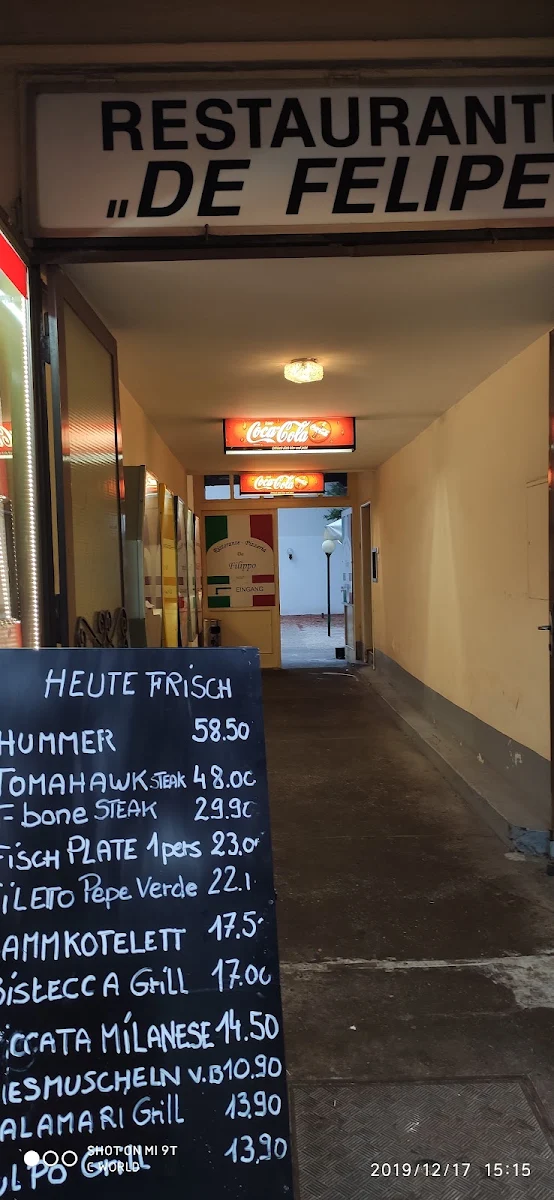 Speisekarte, Pizzeria da Filippo