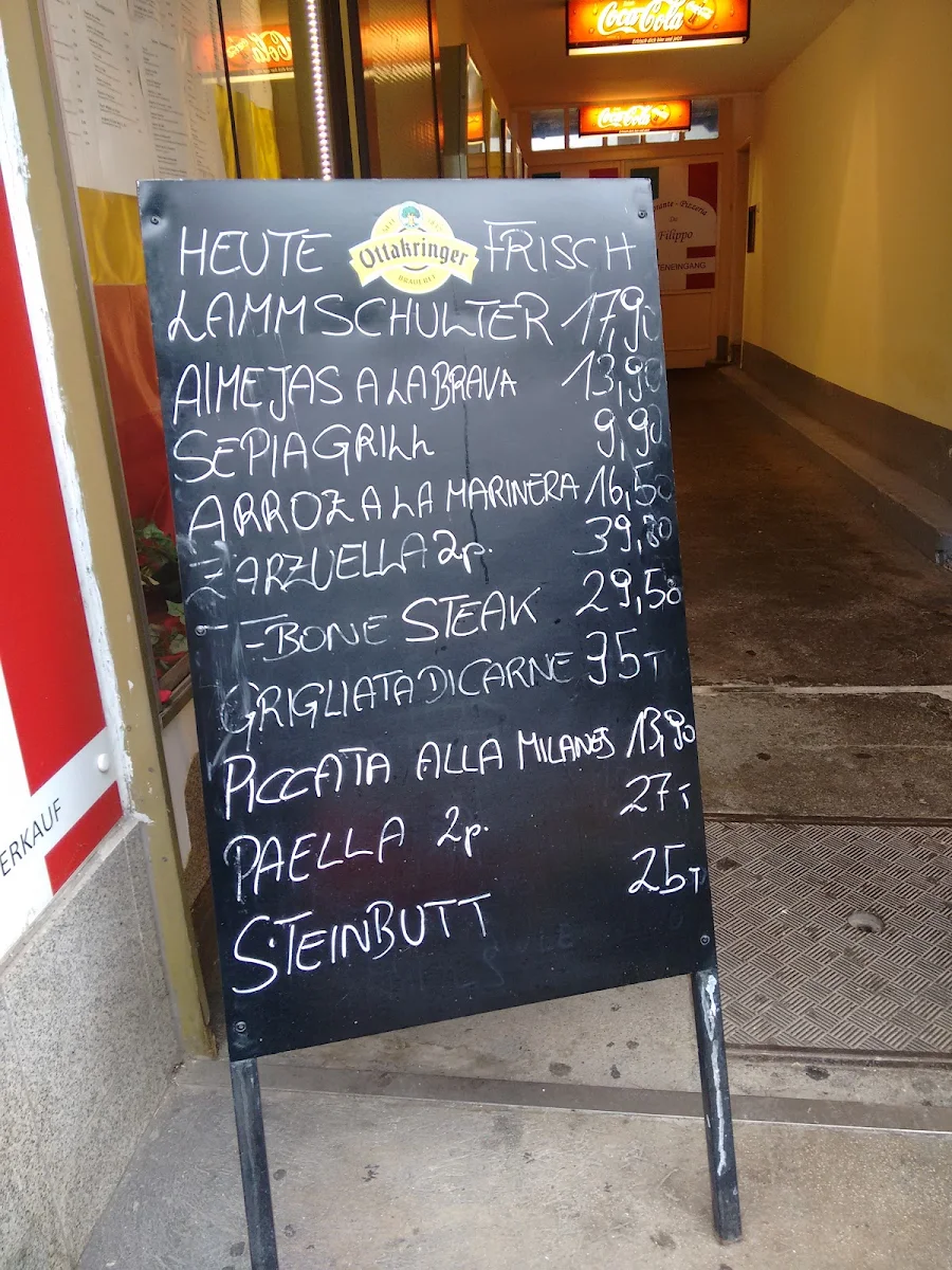 Speisekarte, Pizzeria da Filippo