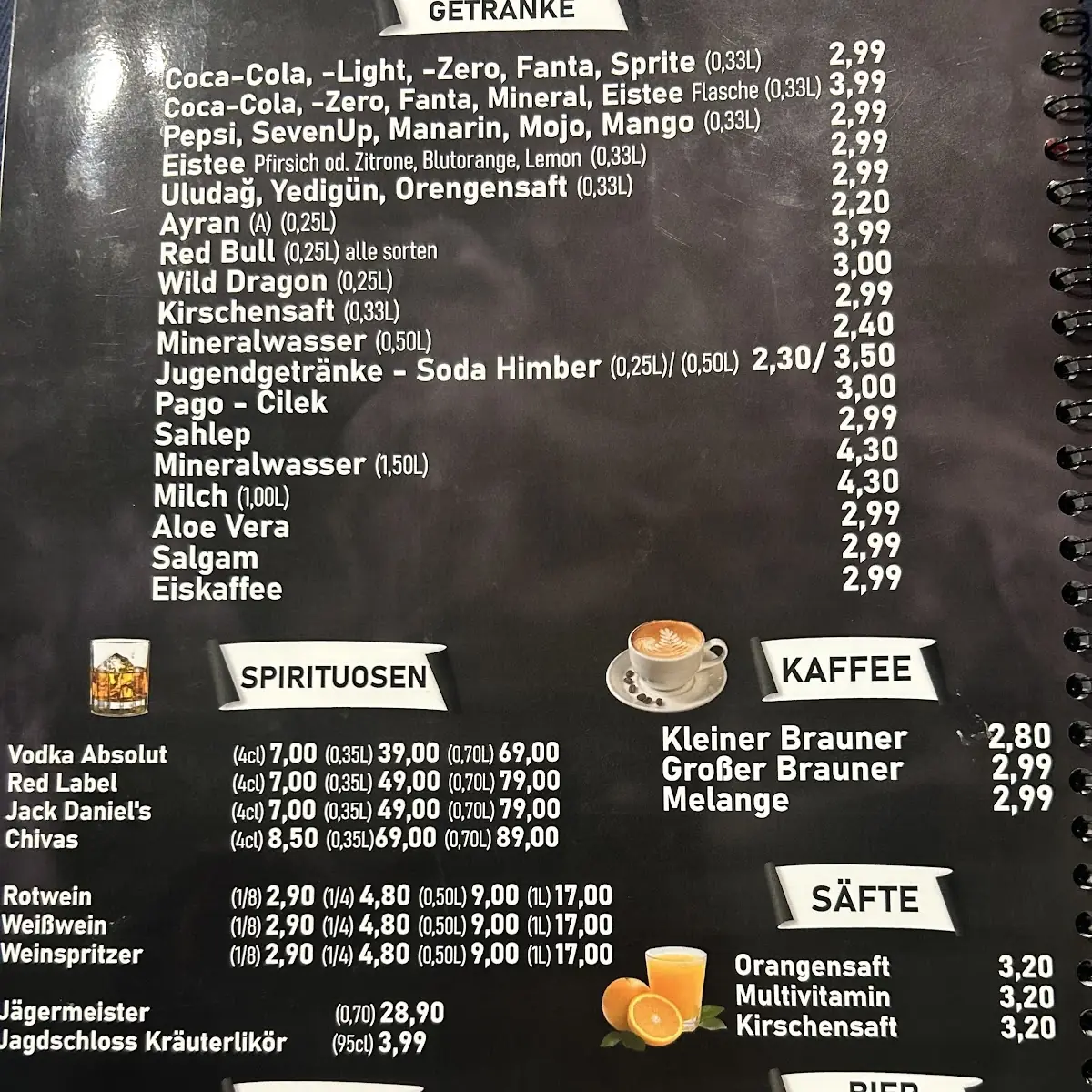 Speisekarte, Memo Cafe Grill Pizza