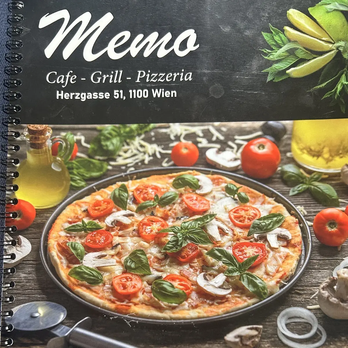 Speisekarte, Memo Cafe Grill Pizza