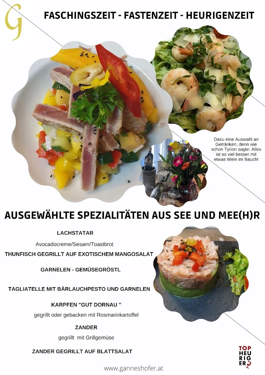 Speisekarte, wein & heuriger ganneshofer
