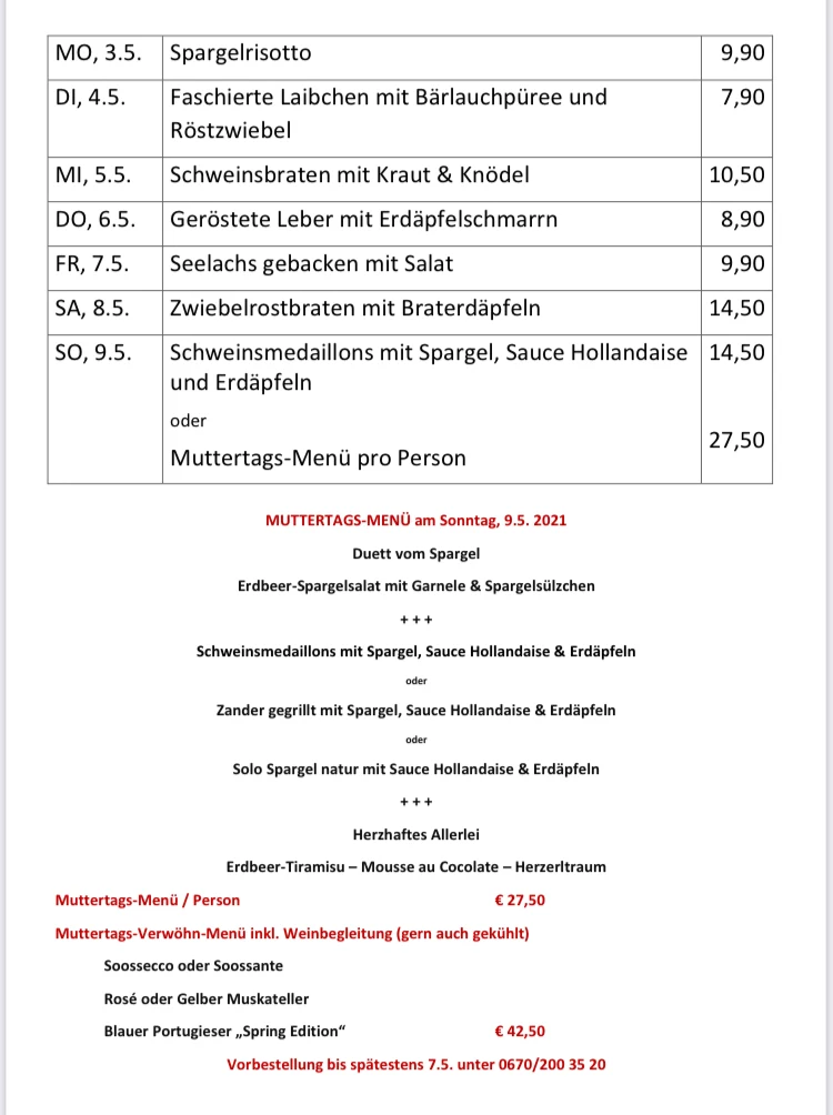 Speisekarte, wein & heuriger ganneshofer