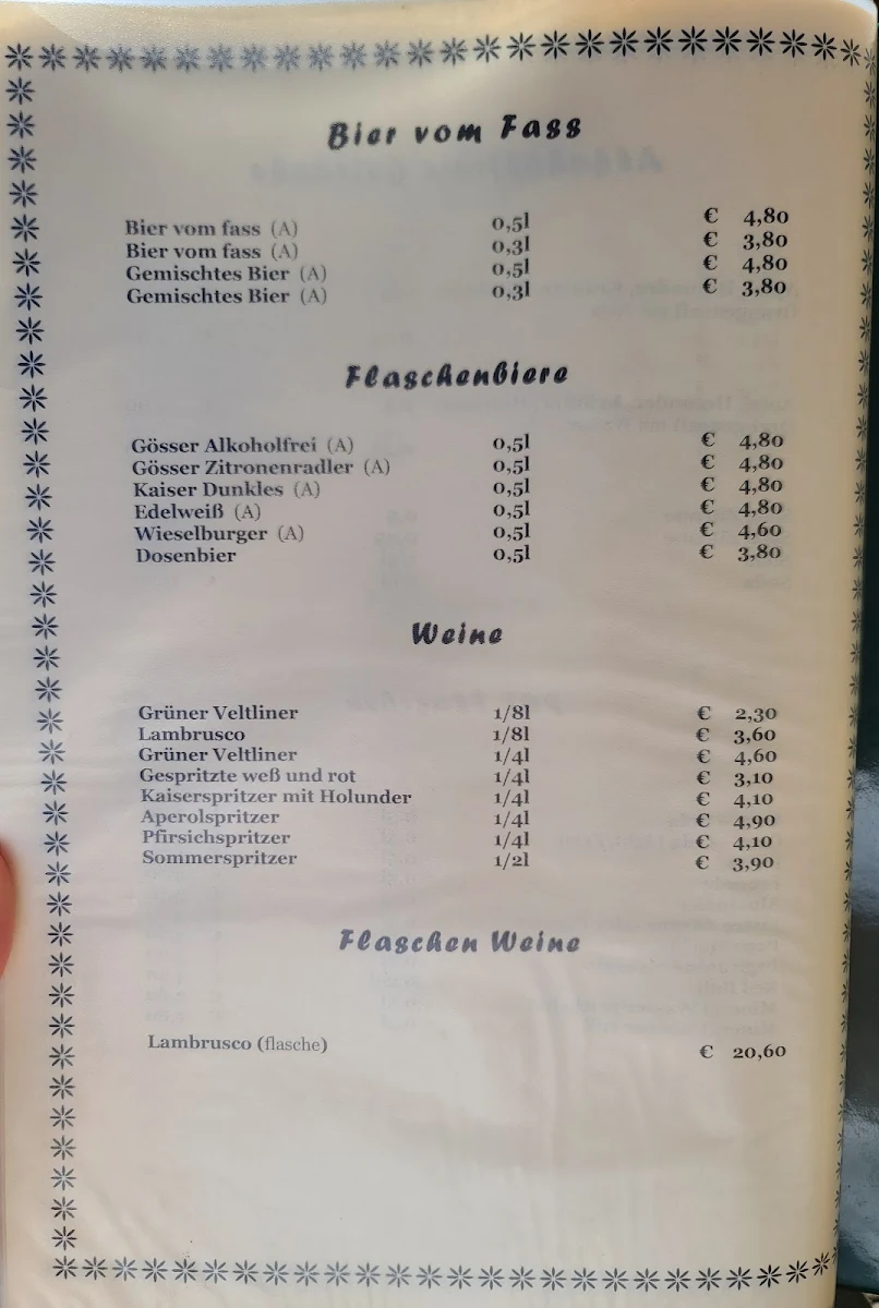 Speisekarte, Pizzeria Angelo