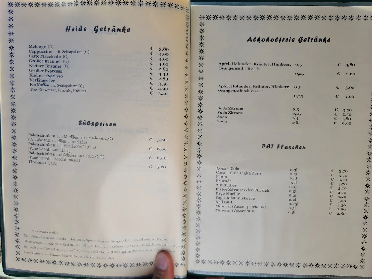 Speisekarte, Pizzeria Angelo