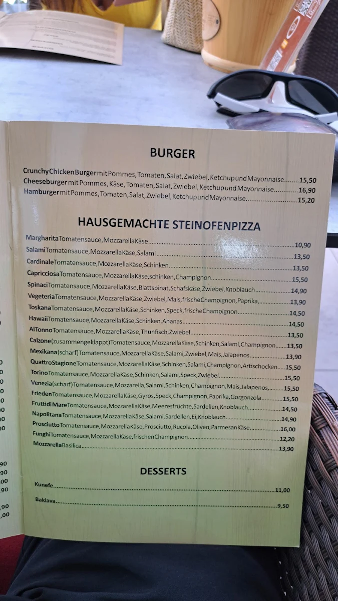 Speisekarte, Pizzeria Venezia