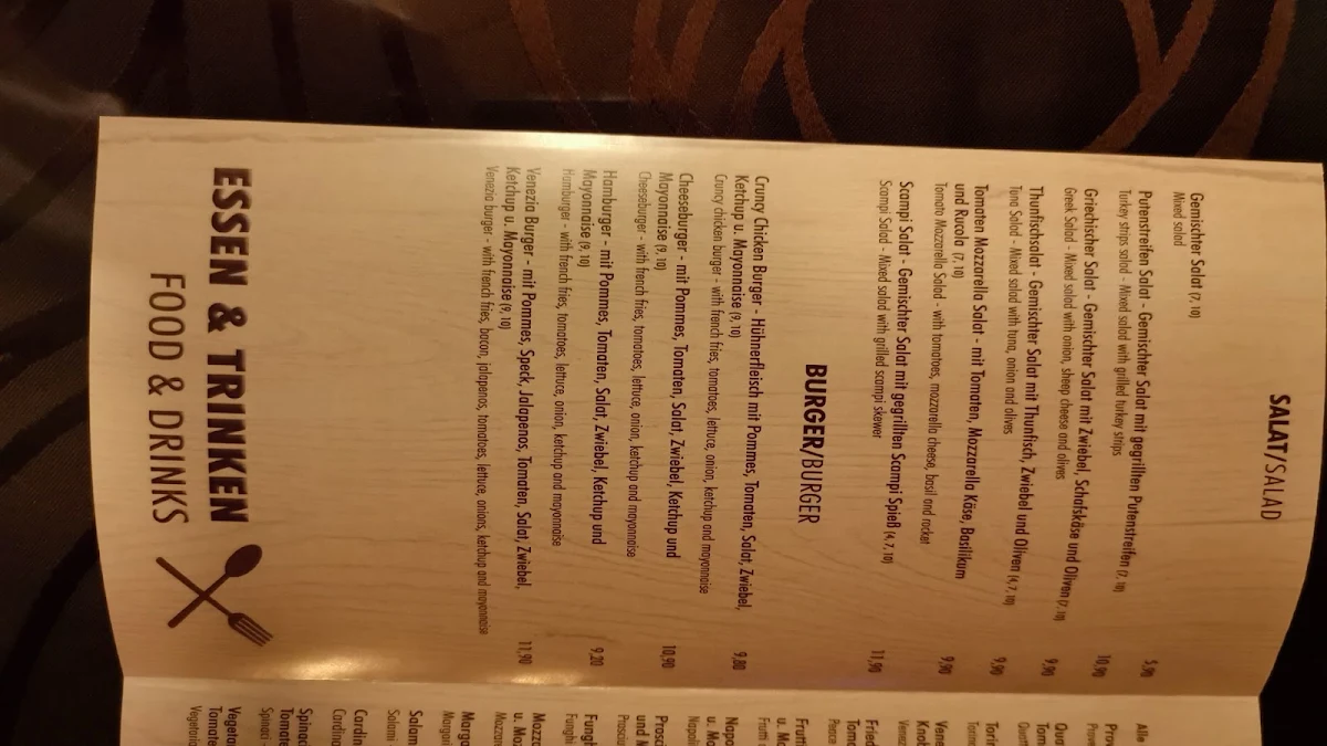 Speisekarte, Pizzeria Venezia