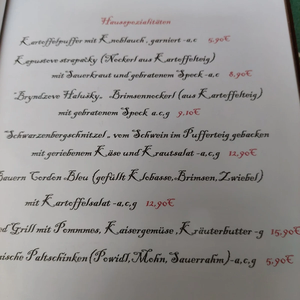 Speisekarte photo 1