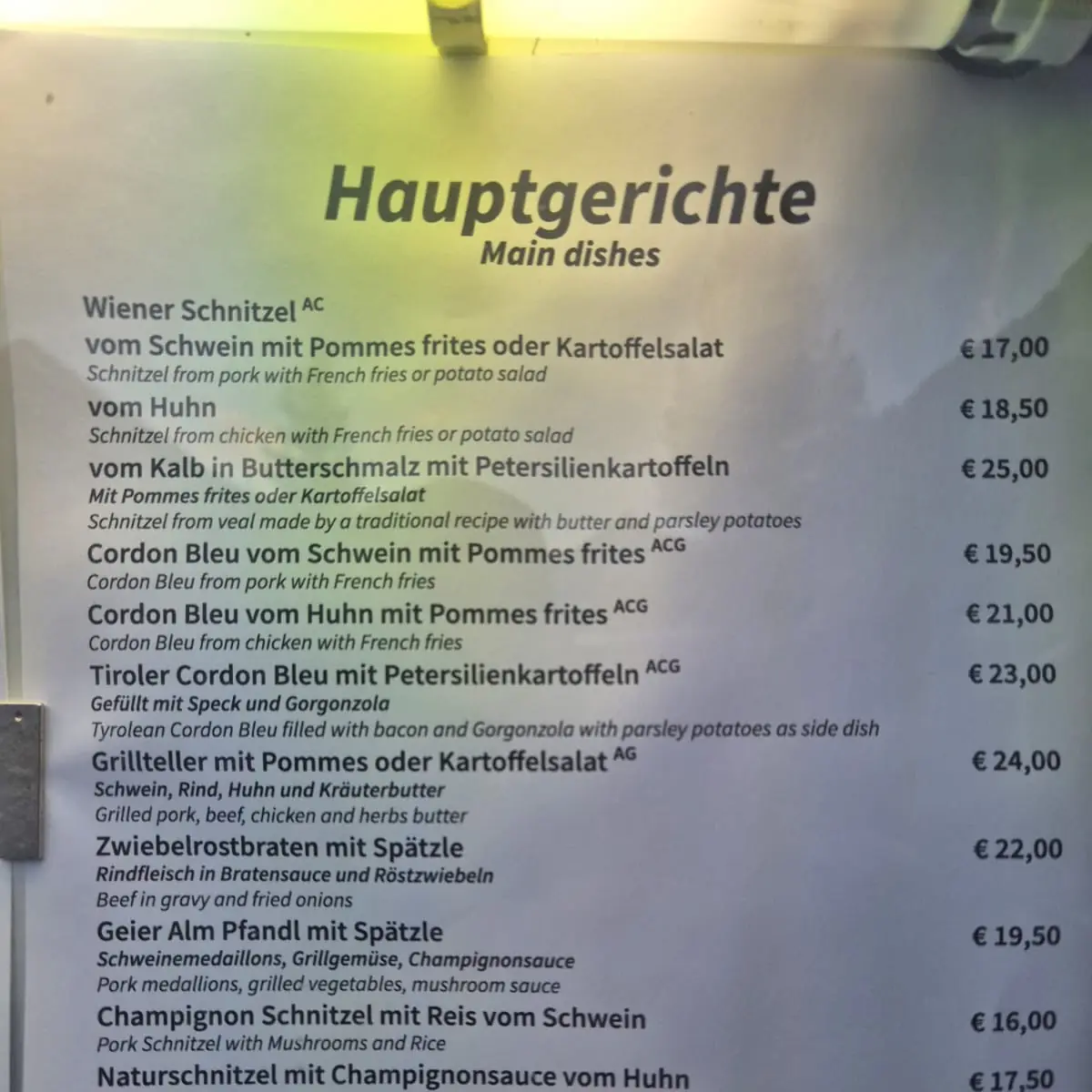 Speisekarte photo 2