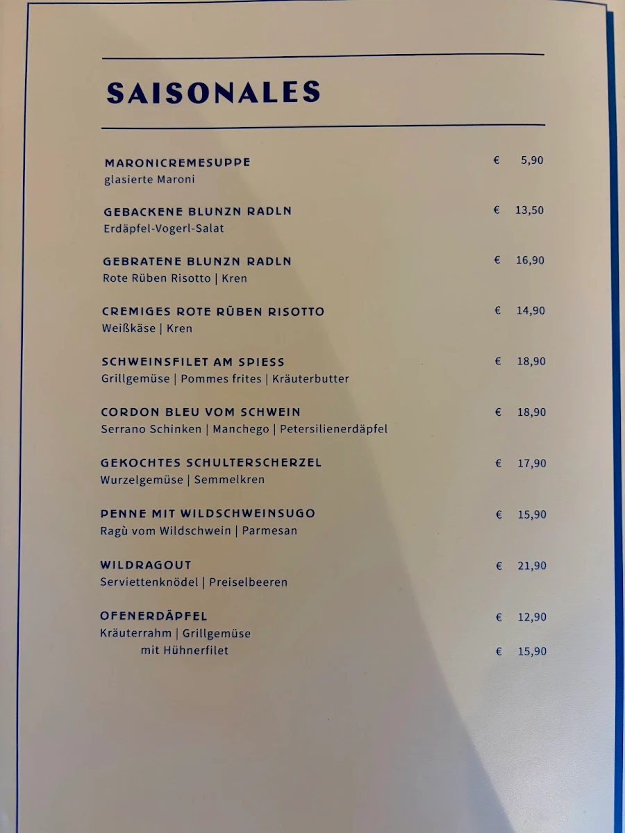 Speisekarte, Maital Küche