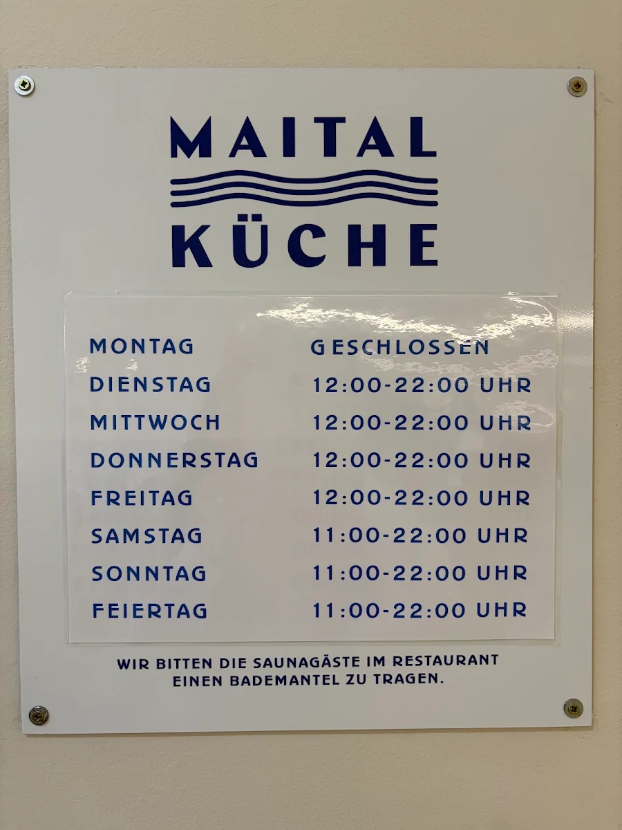Speisekarte, Maital Küche
