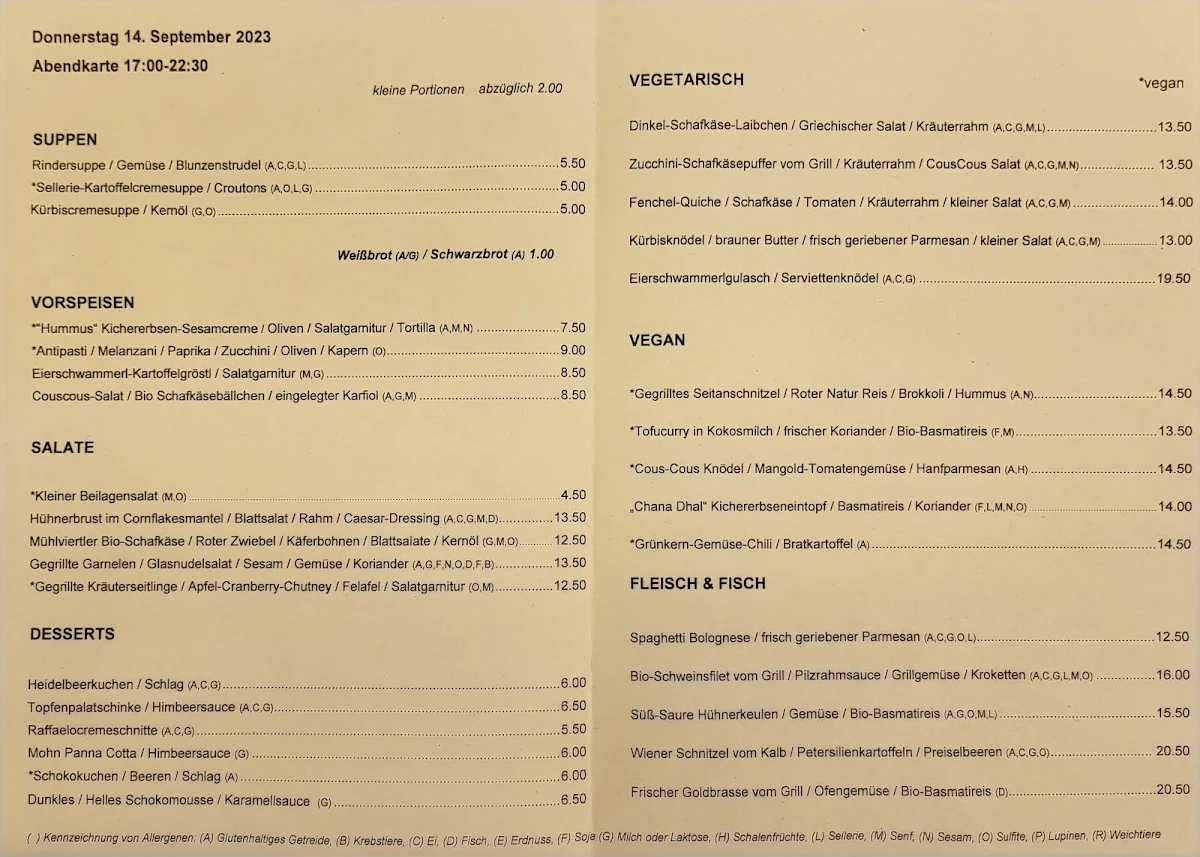 Speisekarte photo 2