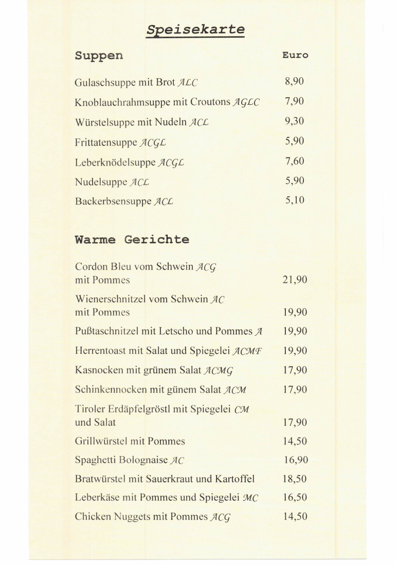 Speisekarte photo 1