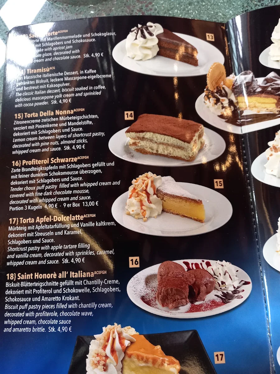 Speisekarte, Eissalon Caffè Perrella