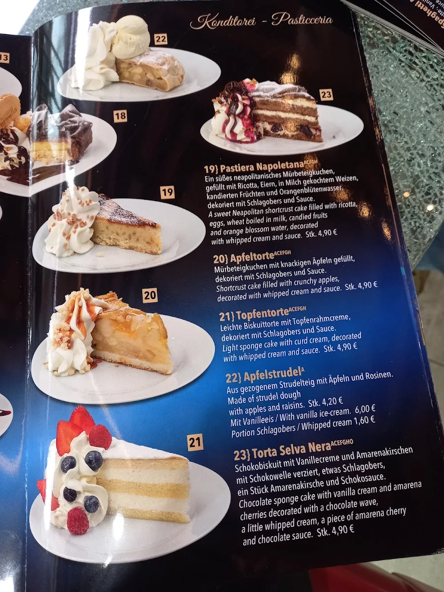 Speisekarte, Eissalon Caffè Perrella