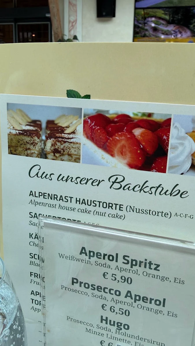 Speisekarte, Alpenrast Tyrol