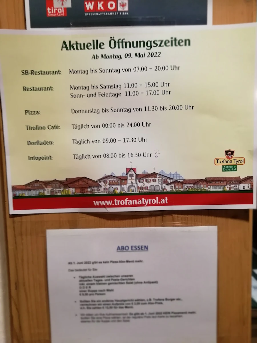 Speisekarte, Alpenrast Tyrol