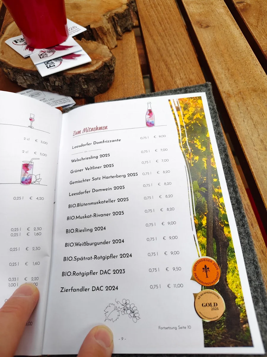 Speisekarte, Weinbau Fischer-Kügerl