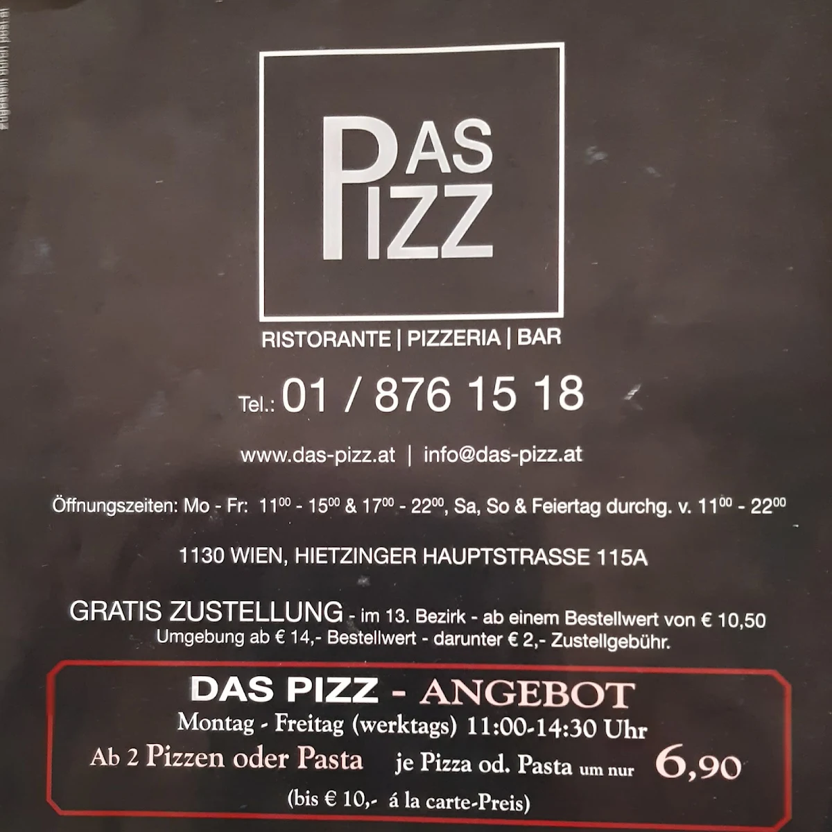 Speisekarte, Das Pizz