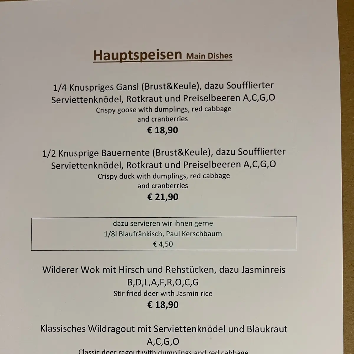 Speisekarte photo 2