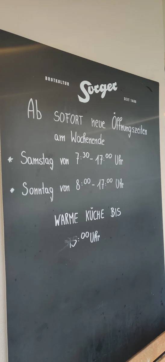 Speisekarte, Bäckerei Sorger