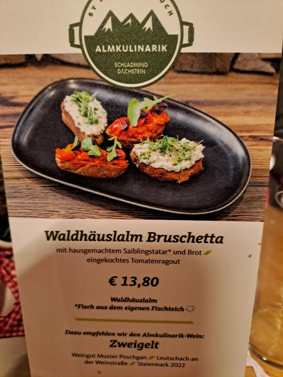 Speisekarte, Waldhäuslalm