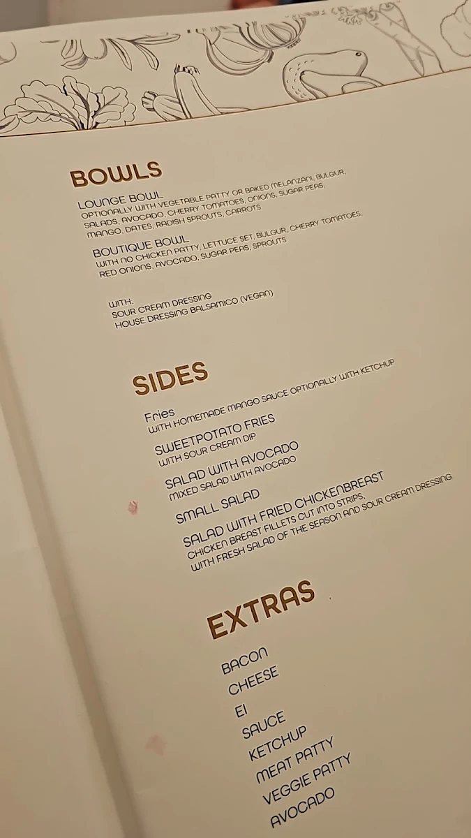 Speisekarte, Burger Lounge