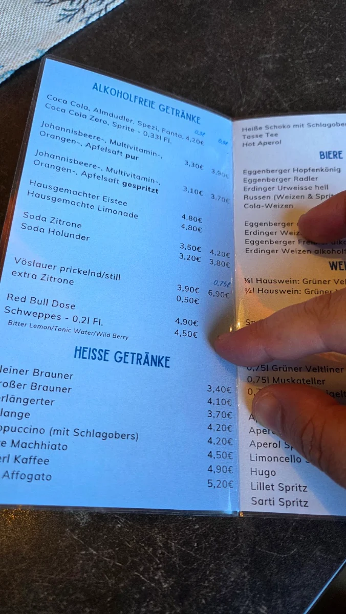 Speisekarte, Cafe - Pub Schlingerl