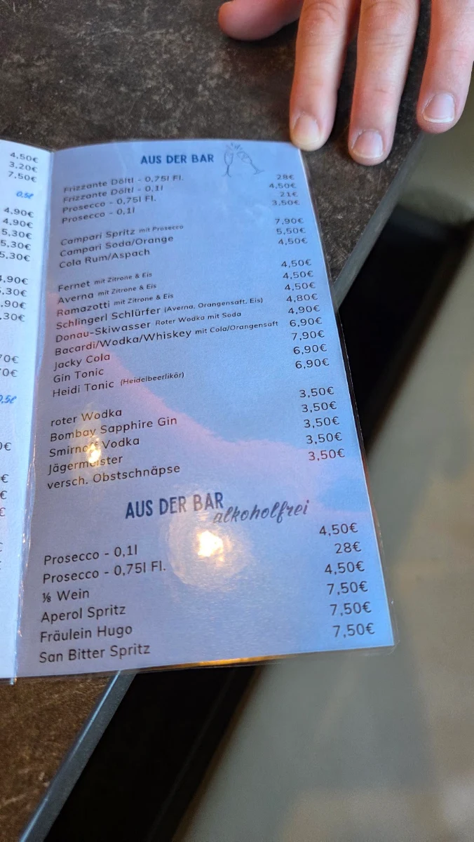 Speisekarte, Cafe - Pub Schlingerl