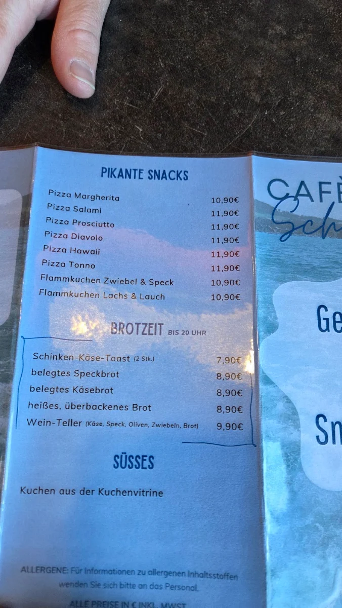 Speisekarte, Cafe - Pub Schlingerl