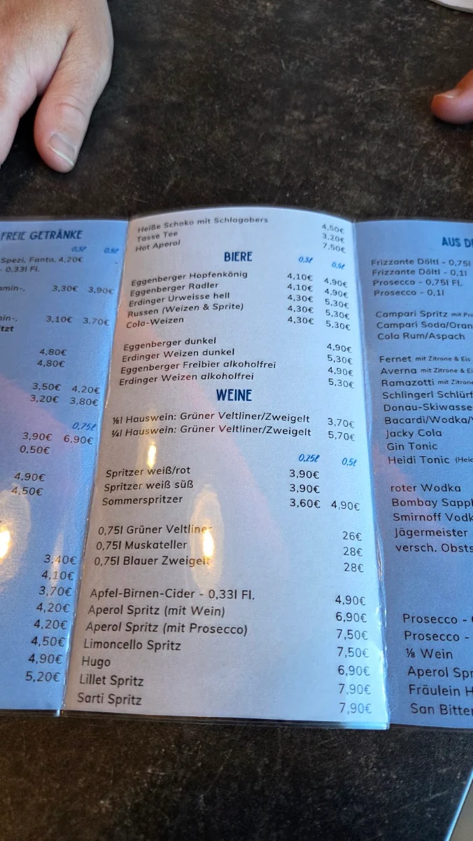 Speisekarte, Cafe - Pub Schlingerl