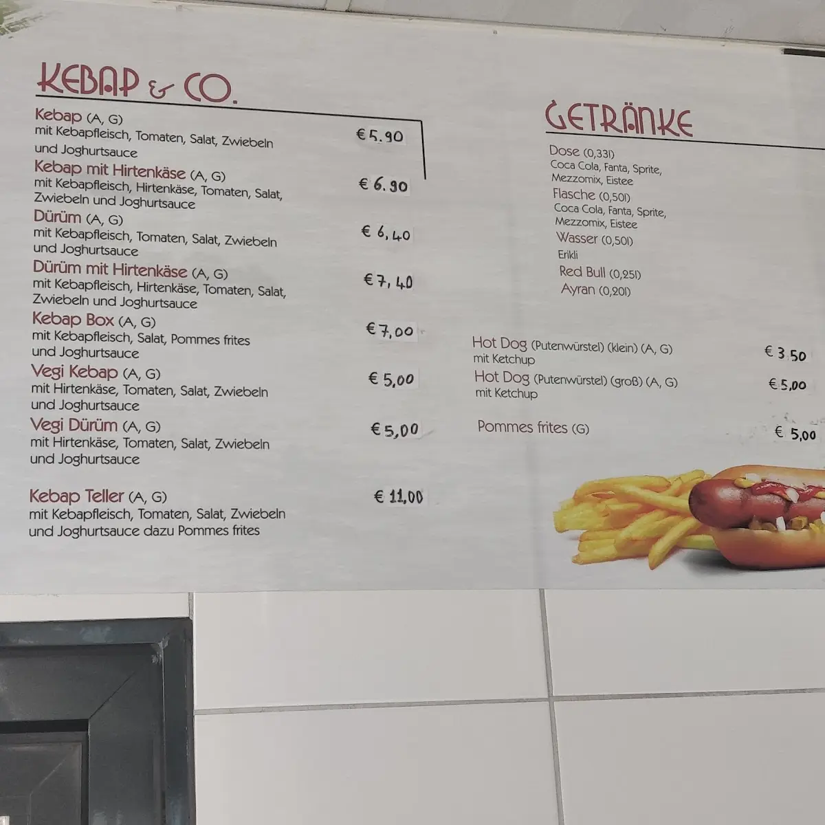 Speisekarte, Hafen Kebab