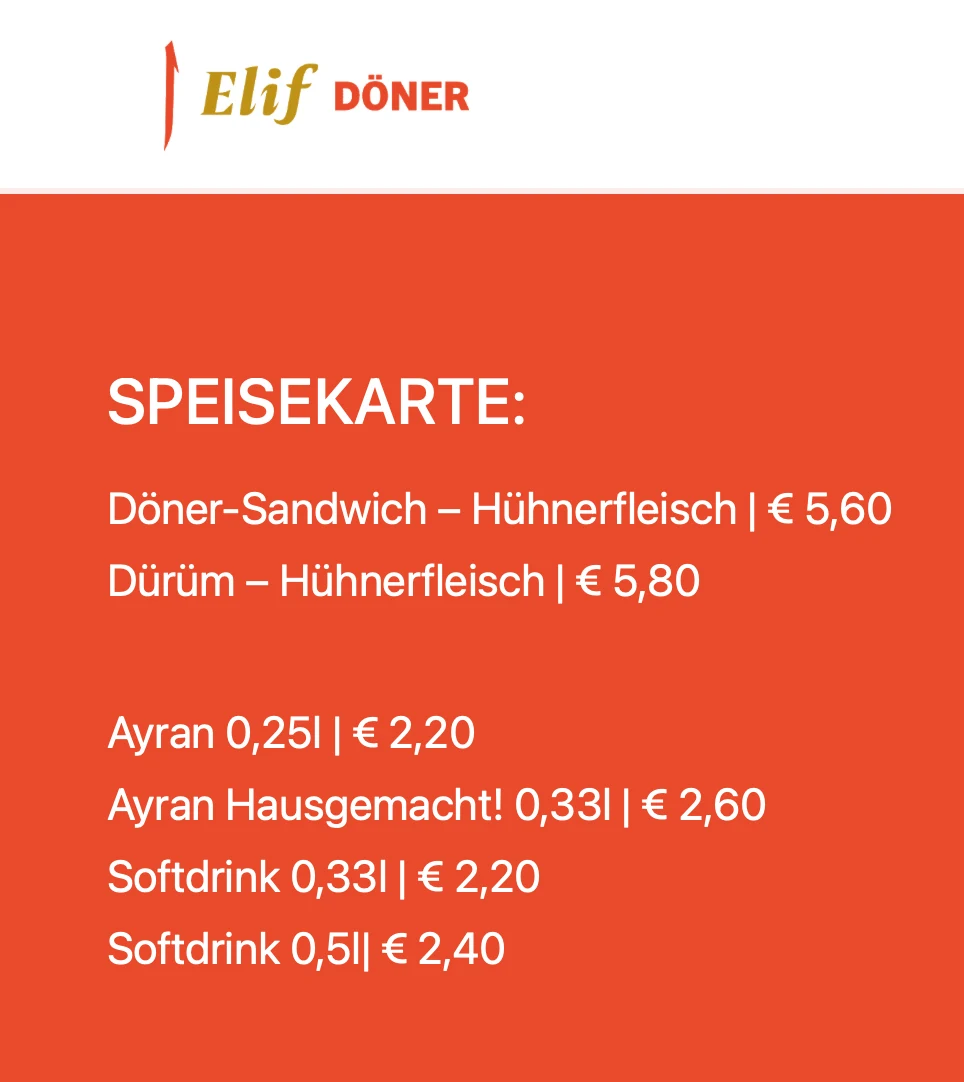 Speisekarte photo 1