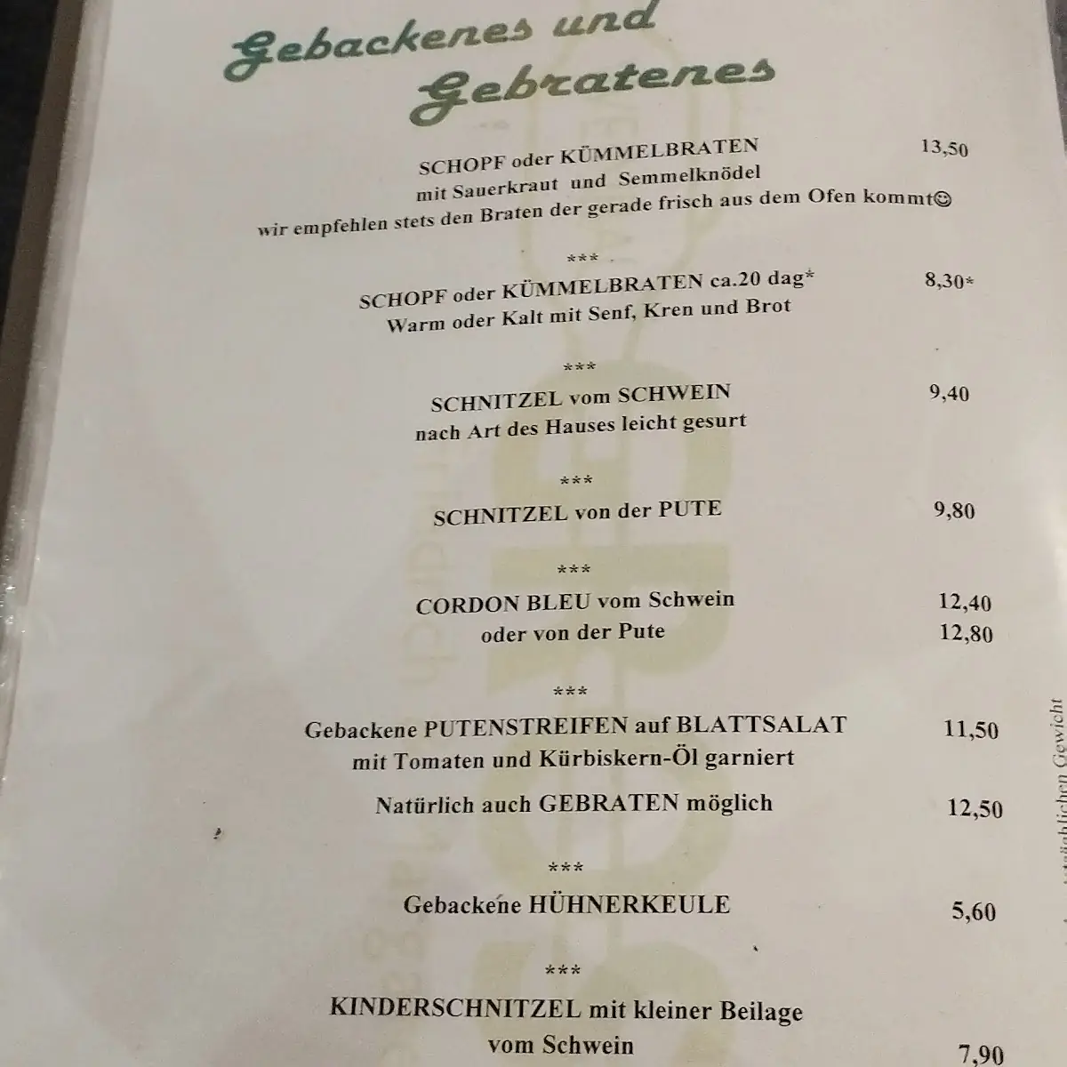 Speisekarte photo 2