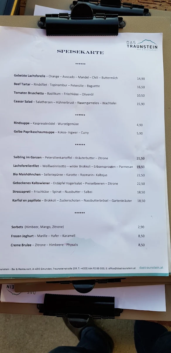 Speisekarte, Wirtshaus am Kampesberg