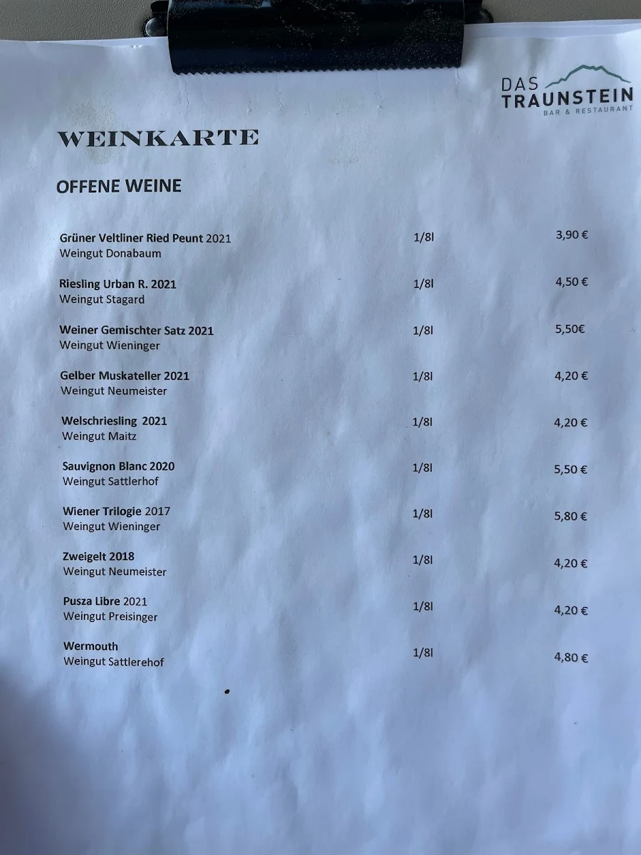 Speisekarte, Wirtshaus am Kampesberg