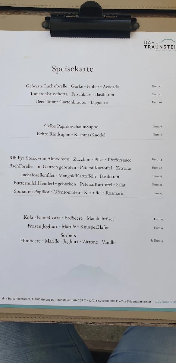 Speisekarte, Wirtshaus am Kampesberg