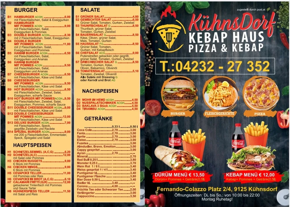 Speisekarte, KÜHNSDORF KEBAPHAUS