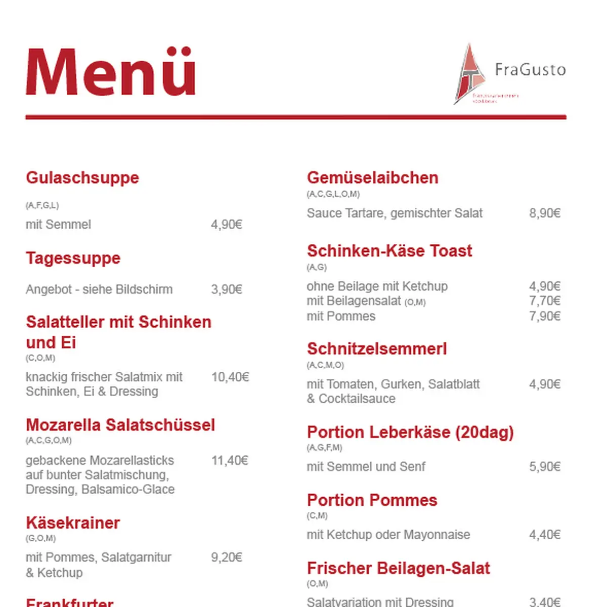 Speisekarte photo 1
