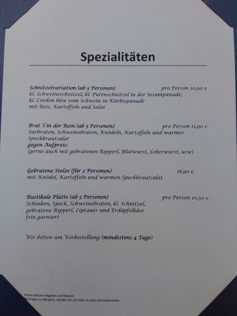Speisekarte photo 1
