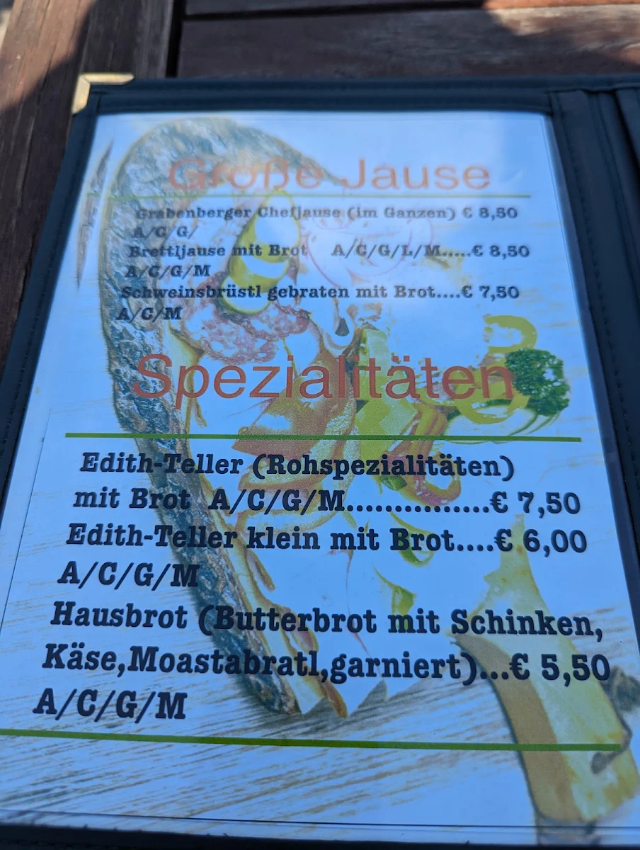 Speisekarte, Buschenschank Trummer