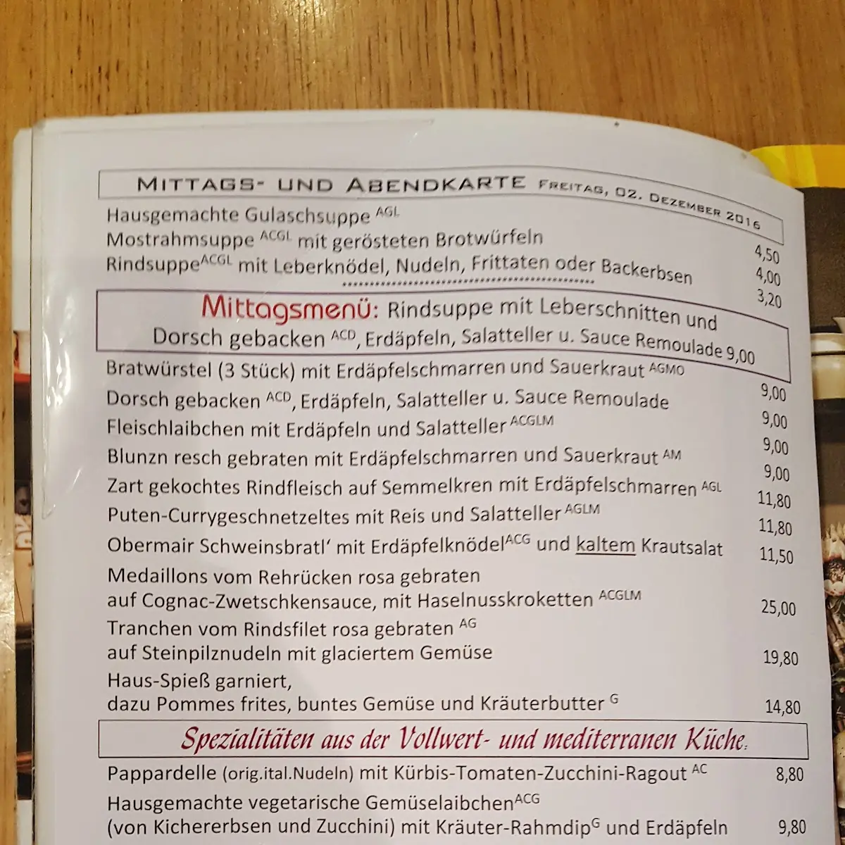 Speisekarte photo 1