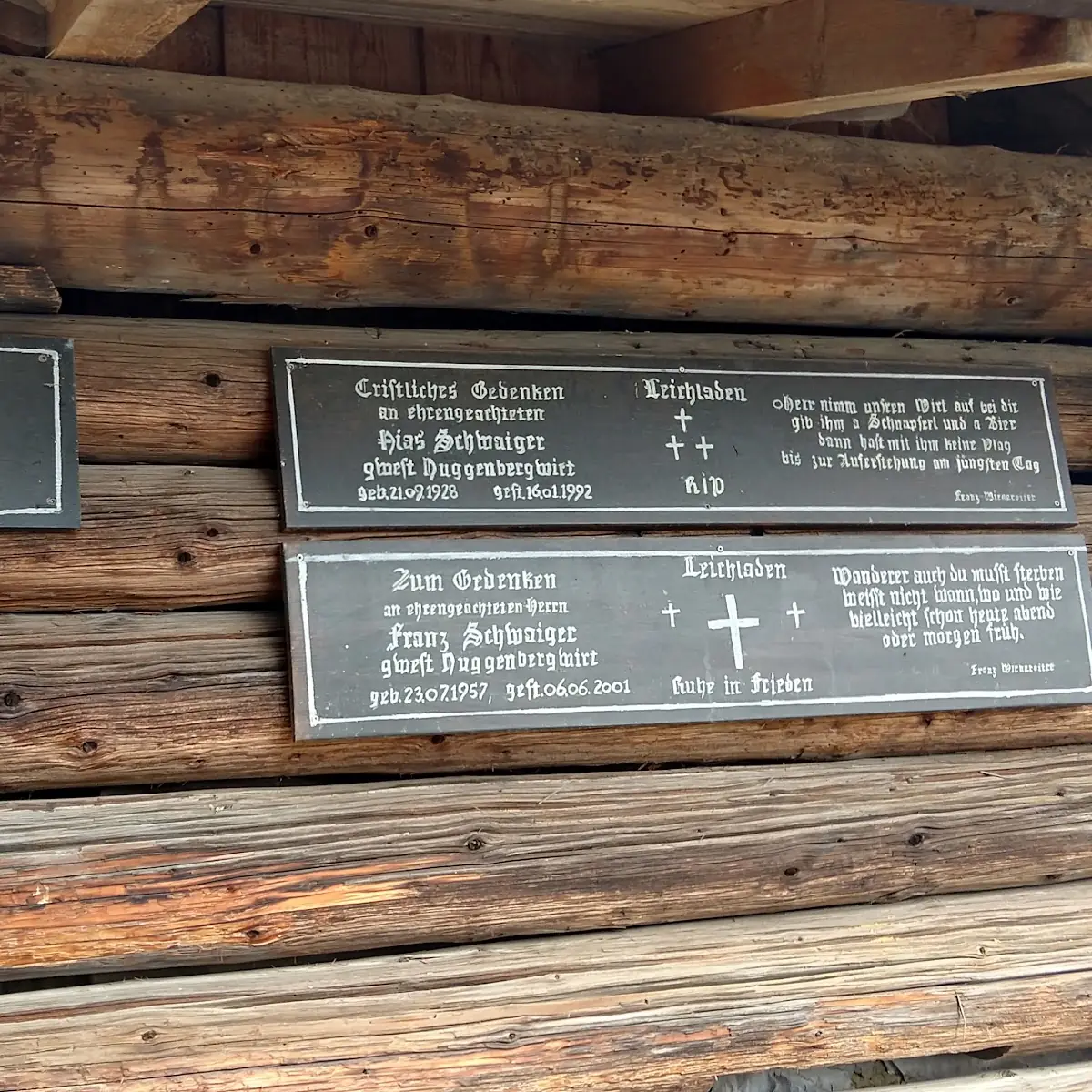 Speisekarte, Berggasthof Huggenberg