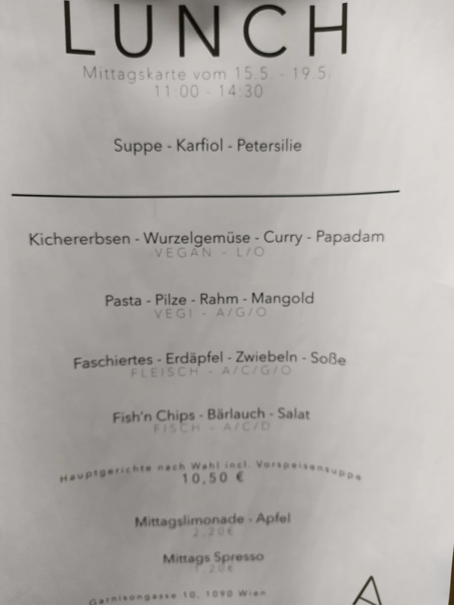 Speisekarte, ASPIC