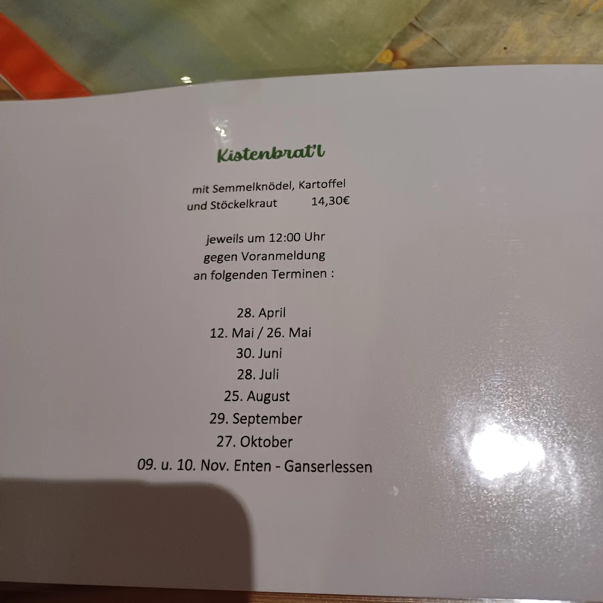 Speisekarte photo 1