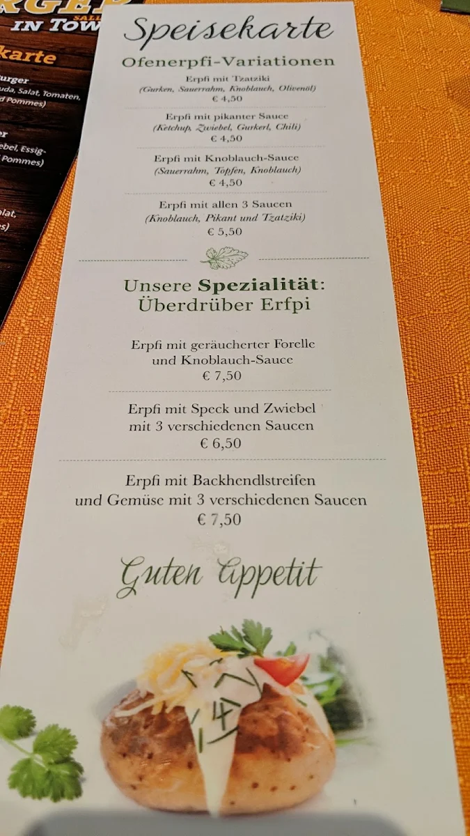 Speisekarte, Dorfwirtshaus Sallingstadt
