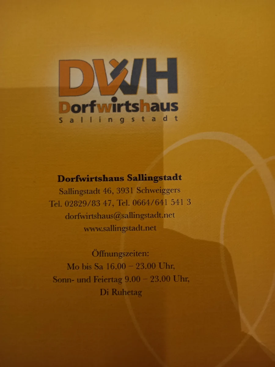 Speisekarte, Dorfwirtshaus Sallingstadt
