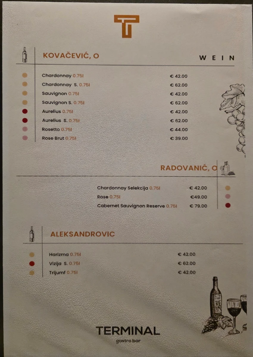 Speisekarte, Terminal Wien