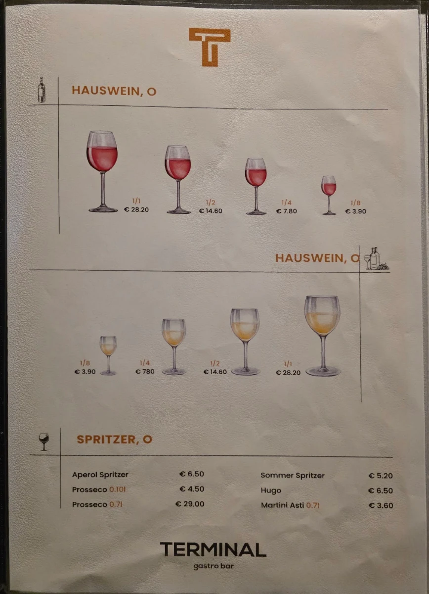 Speisekarte, Terminal Wien